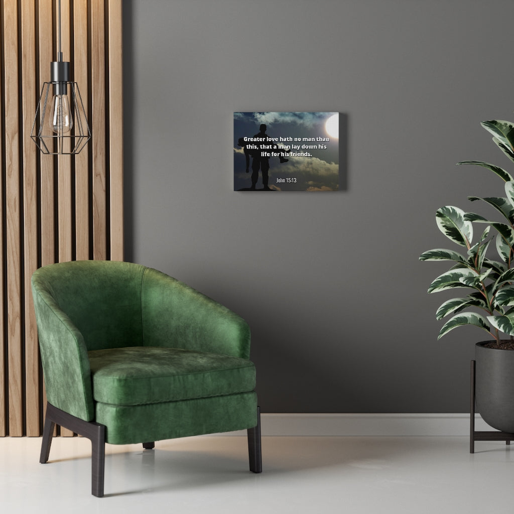 Scripture Walls Greater Love Hath No Man John 15:13 Bible Verse Canvas Christian Wall Art Ready to Hang Unframed-Express Your Love Gifts