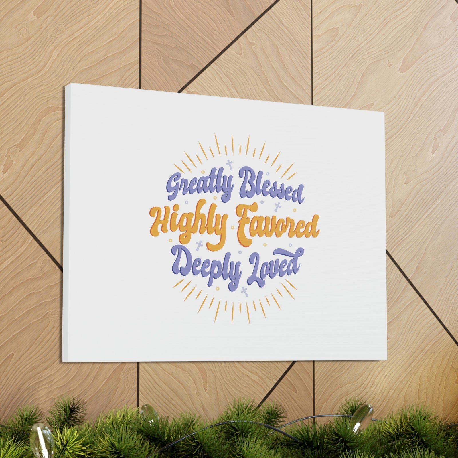 Scripture Walls Greatly Blessed Luke 1:28 Rays Christian Wall Art Bible Verse Print Ready to Hang Unframed-Express Your Love Gifts