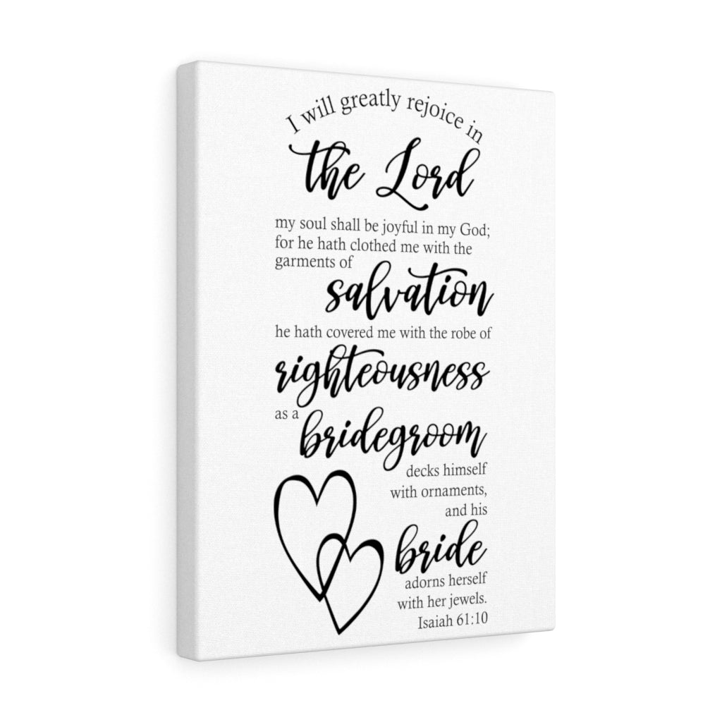 Scripture Walls Rejoice in Marriage Isaiah 61:10 Bible Verse Canvas Christian Wall Art Ready to Hang Unframed-Express Your Love Gifts