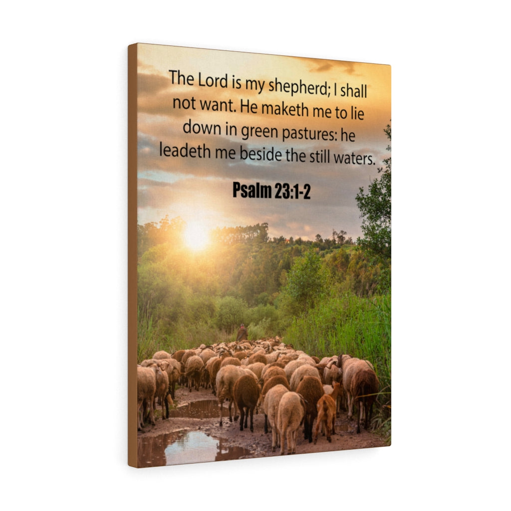 Scripture Walls Green Pastures Psalm 23:1-2 Bible Verse Canvas Christian Wall Art Ready to Hang Unframed-Express Your Love Gifts
