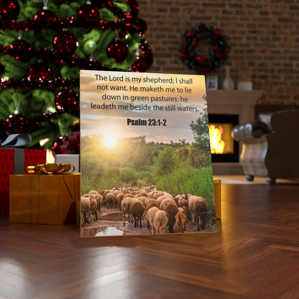 Scripture Walls Green Pastures Psalm 23:1-2 Bible Verse Canvas Christian Wall Art Ready to Hang Unframed-Express Your Love Gifts