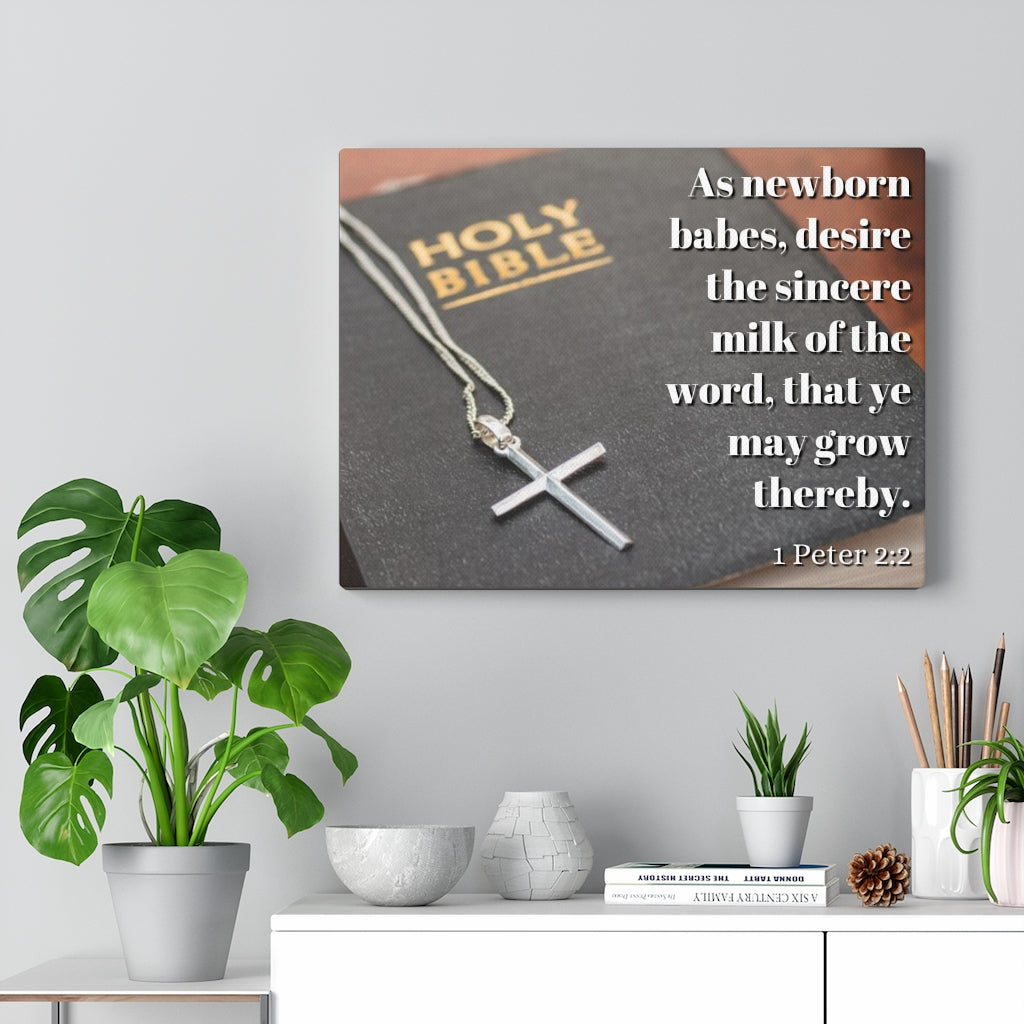 Scripture Walls Grow 1 Peter 2:2 Bible Verse Canvas Christian Wall Art Ready to Hang Unframed-Express Your Love Gifts