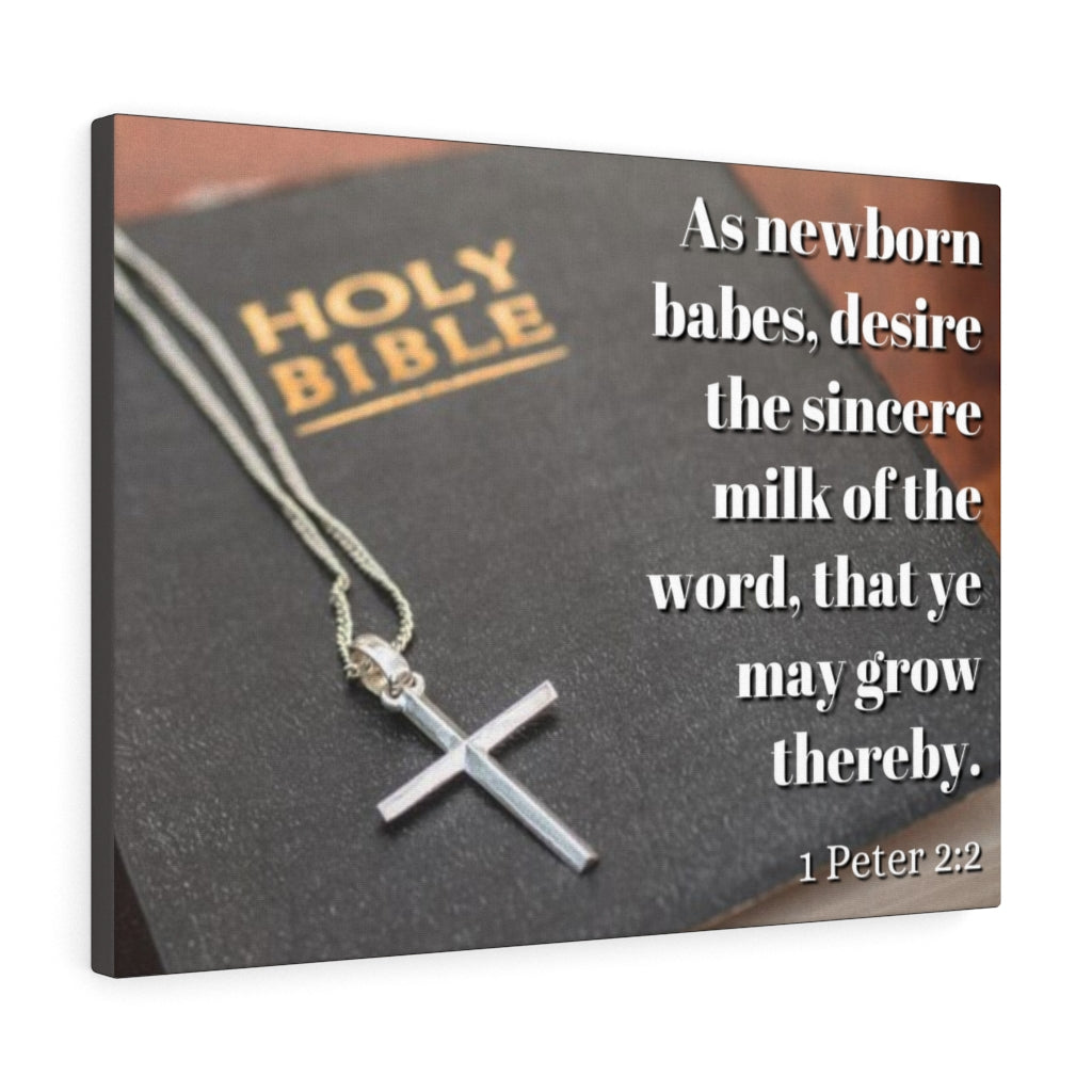Scripture Walls Grow 1 Peter 2:2 Bible Verse Canvas Christian Wall Art Ready to Hang Unframed-Express Your Love Gifts