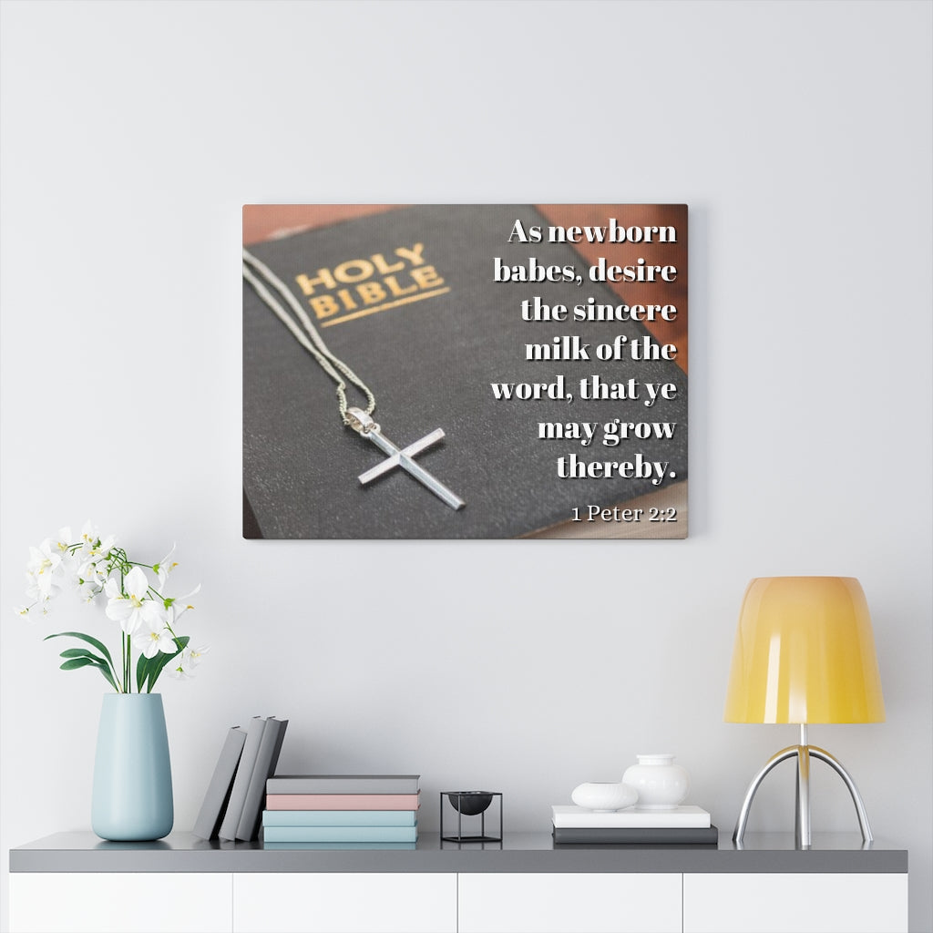 Scripture Walls Grow 1 Peter 2:2 Bible Verse Canvas Christian Wall Art Ready to Hang Unframed-Express Your Love Gifts