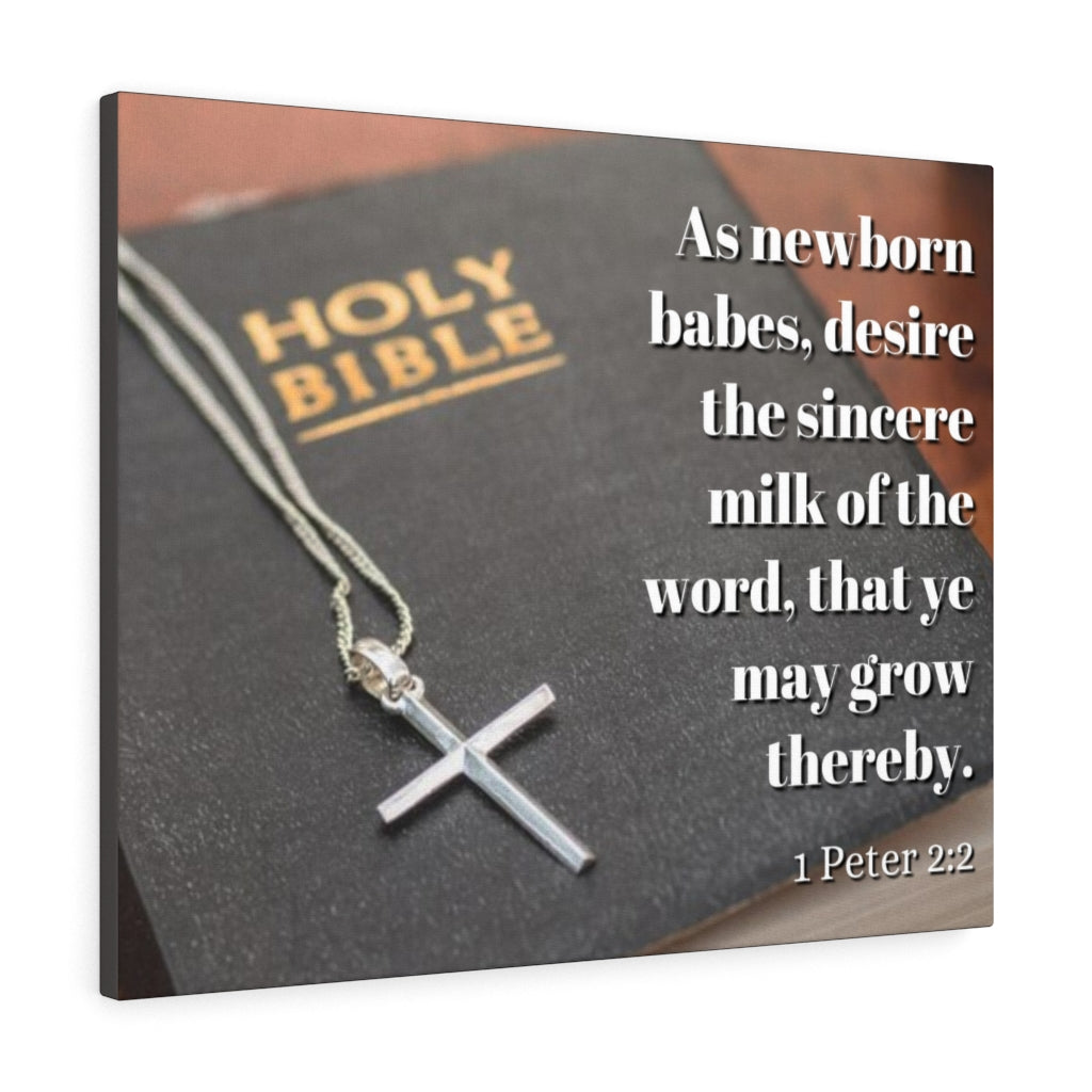 Scripture Walls Grow 1 Peter 2:2 Bible Verse Canvas Christian Wall Art Ready to Hang Unframed-Express Your Love Gifts