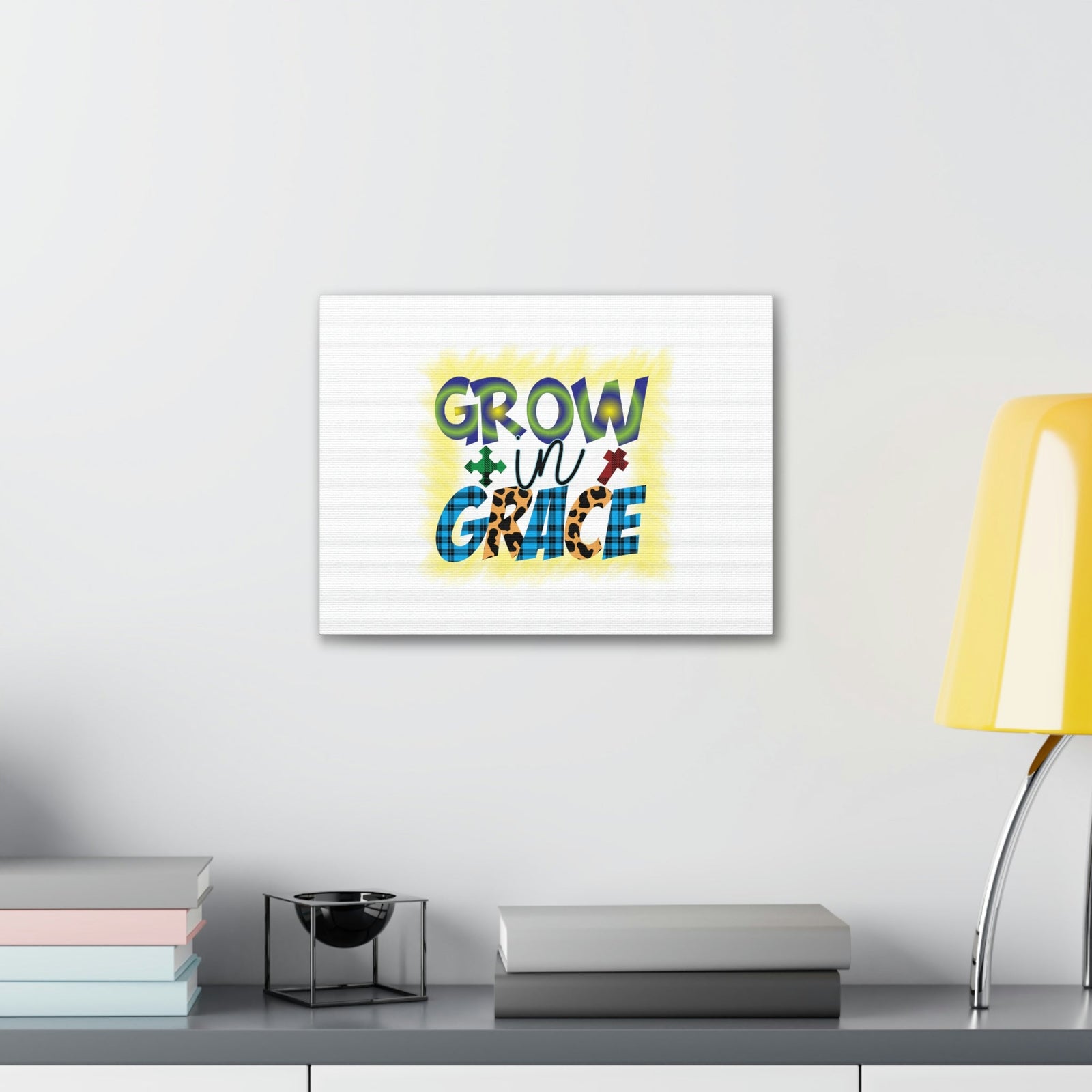 Scripture Walls Grow In Grace 2 Peter 3:18 Yellow Christian Wall Art Bible Verse Print Ready to Hang Unframed-Express Your Love Gifts