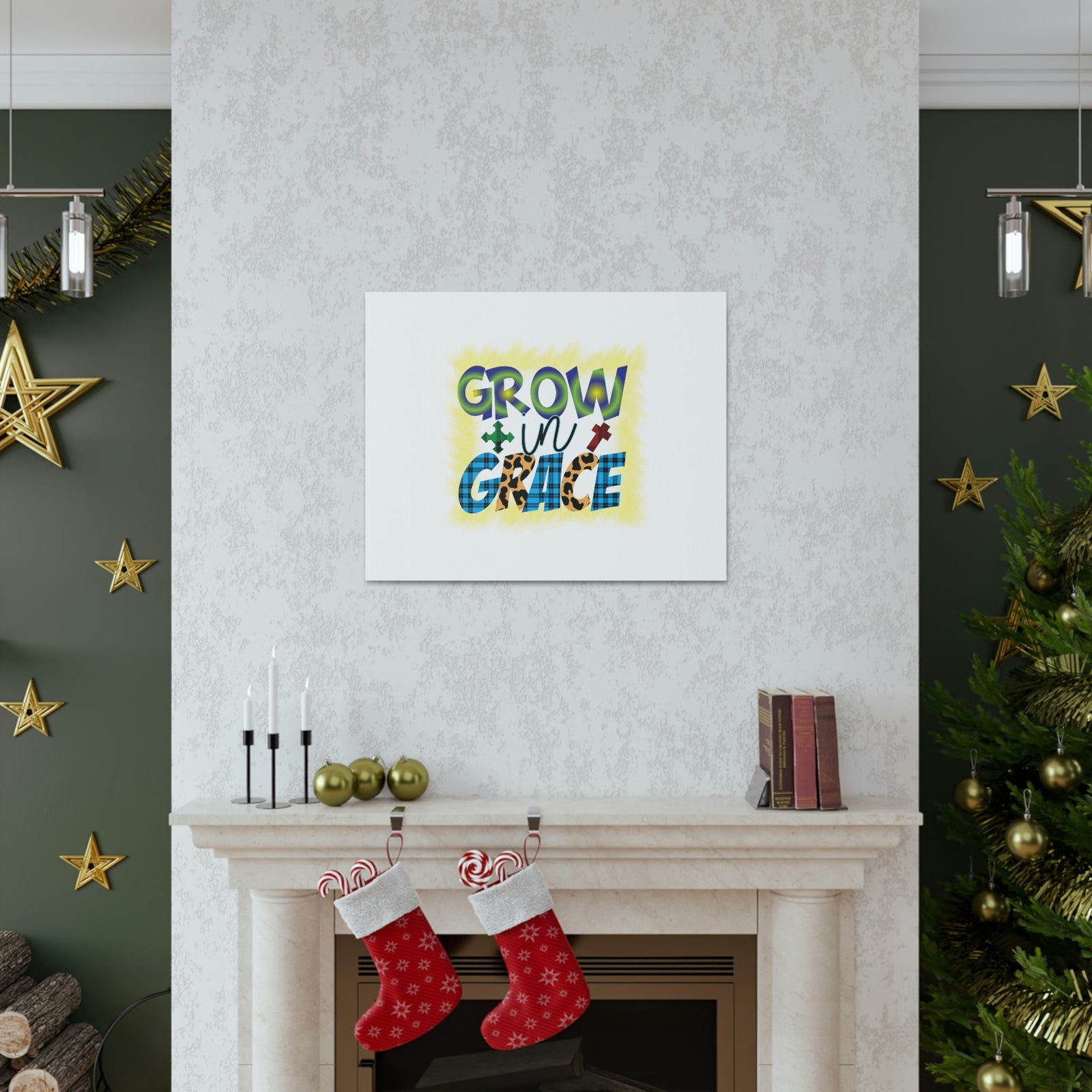 Scripture Walls Grow In Grace 2 Peter 3:18 Yellow Christian Wall Art Bible Verse Print Ready to Hang Unframed-Express Your Love Gifts