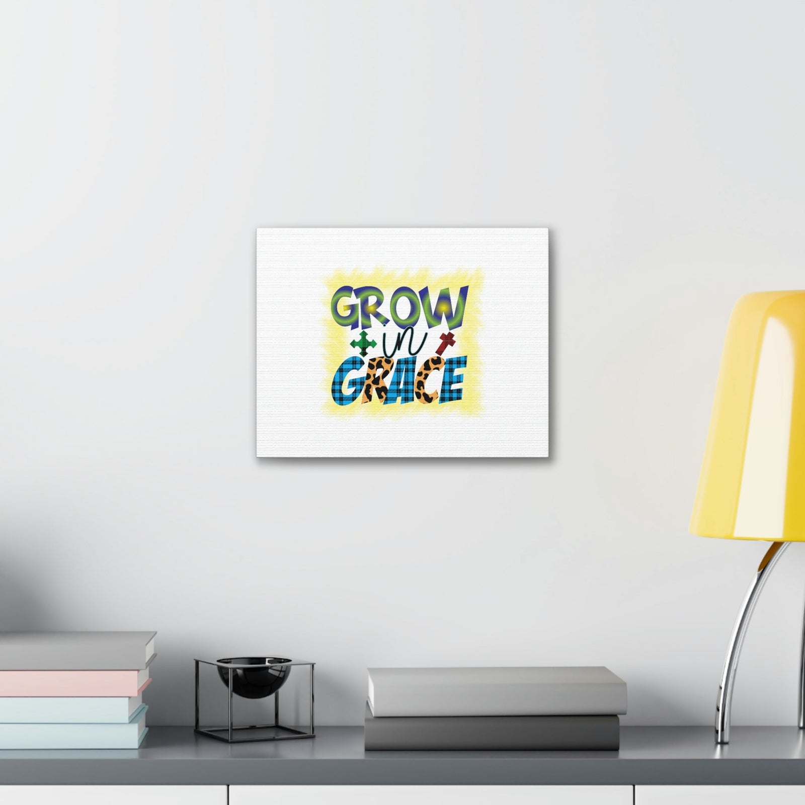 Scripture Walls Grow In Grace 2 Peter 3:18 Yellow Christian Wall Art Bible Verse Print Ready to Hang Unframed-Express Your Love Gifts