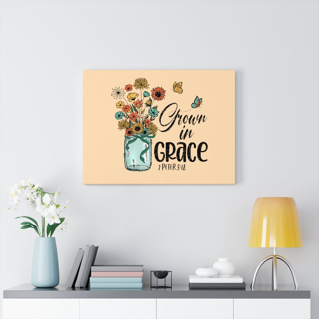 Scripture Walls Grown In Grace 2 Peter 3:18 Bible Verse Canvas Christian Wall Art Ready to Hang Unframed-Express Your Love Gifts