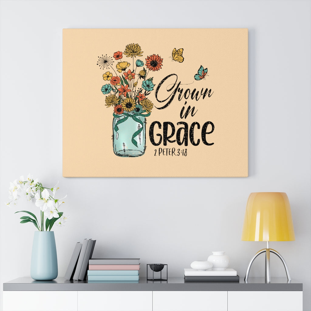Scripture Walls Grown In Grace 2 Peter 3:18 Bible Verse Canvas Christian Wall Art Ready to Hang Unframed-Express Your Love Gifts