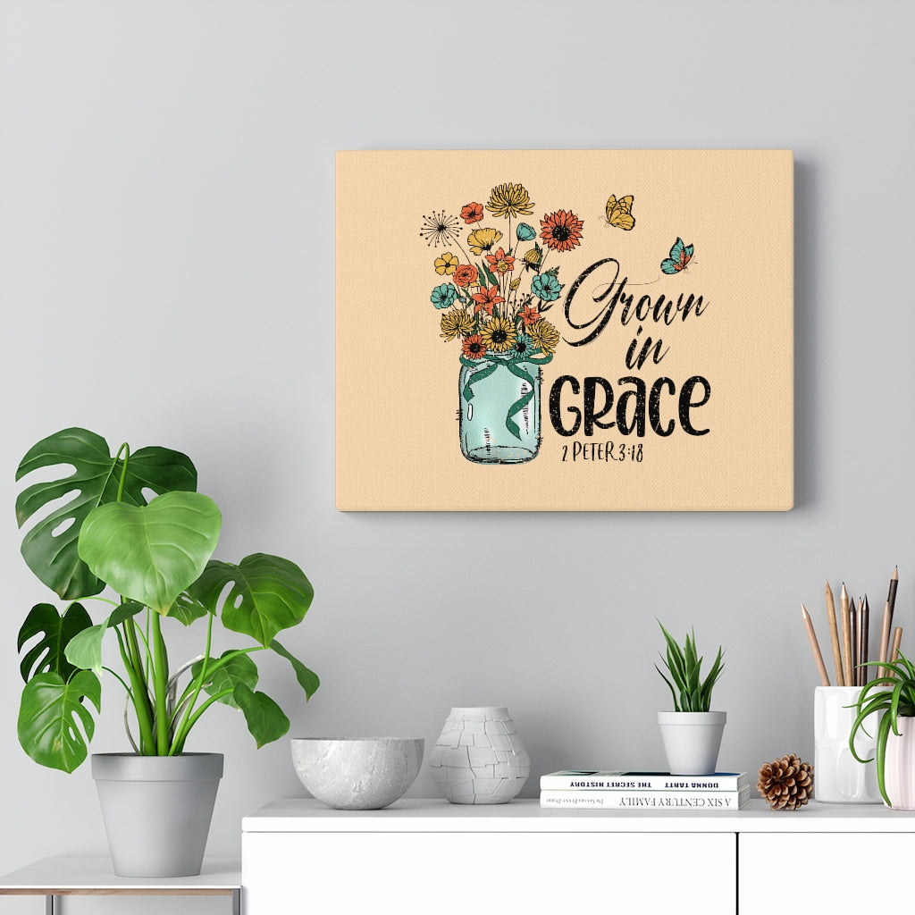 Scripture Walls Grown In Grace 2 Peter 3:18 Bible Verse Canvas Christian Wall Art Ready to Hang Unframed-Express Your Love Gifts