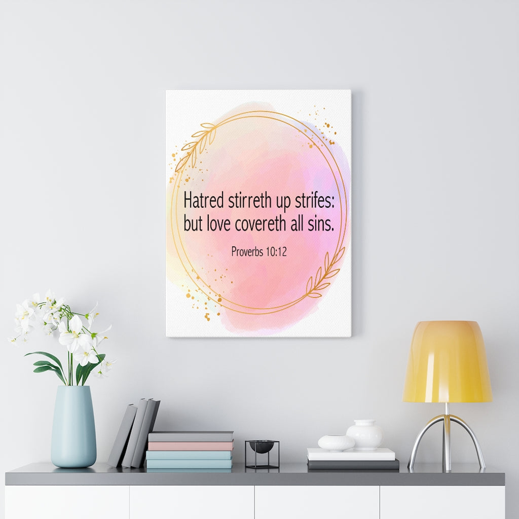 Scripture Walls Hatred Stirreth Proverbs 10:12 Bible Verse Canvas Christian Wall Art Ready to Hang Unframed-Express Your Love Gifts