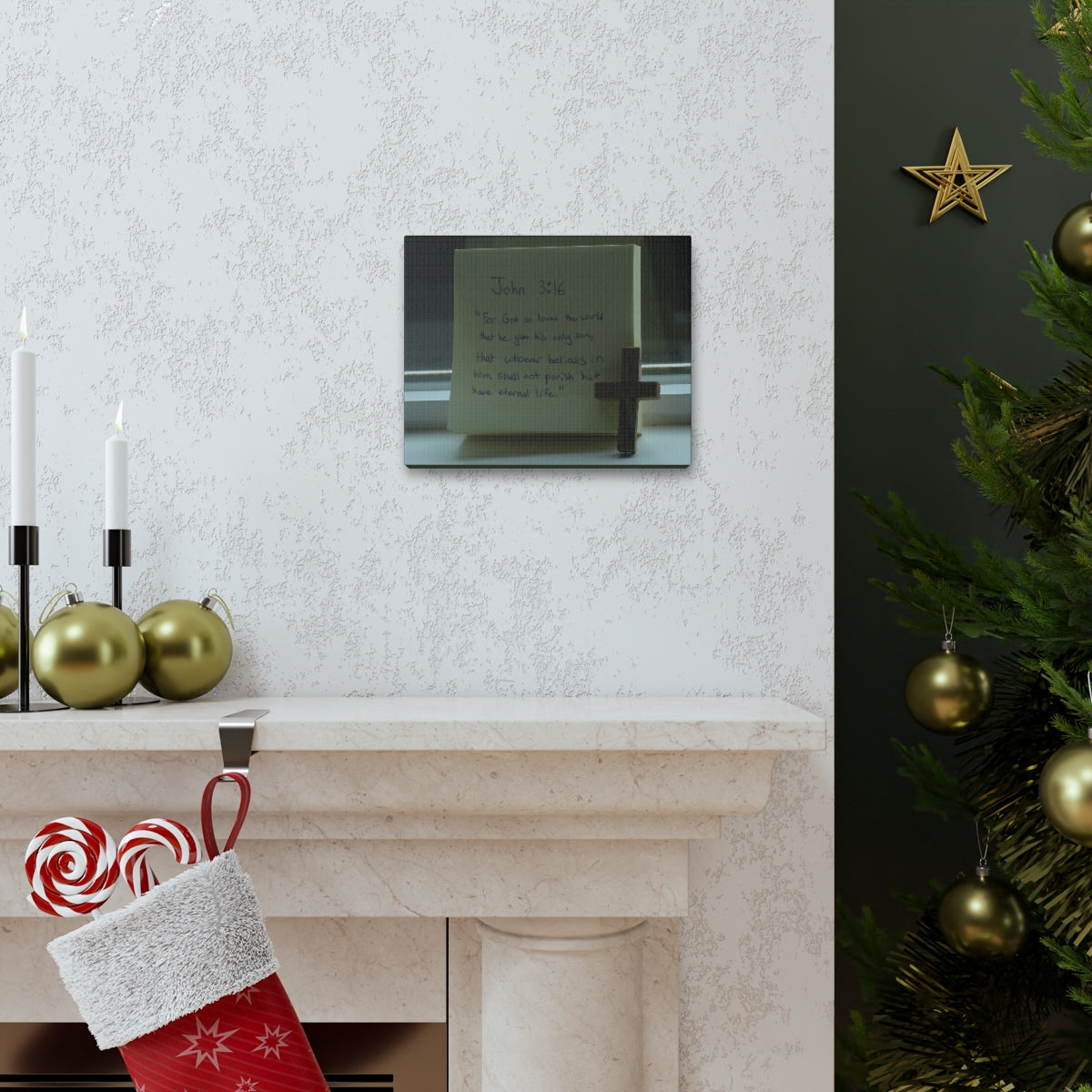 Scripture Walls Have Eternal Life John 3:16 Cross Bible Verse Canvas Christian Wall Art Bible Verse Print Ready To Hang Unframed-Express Your Love Gifts