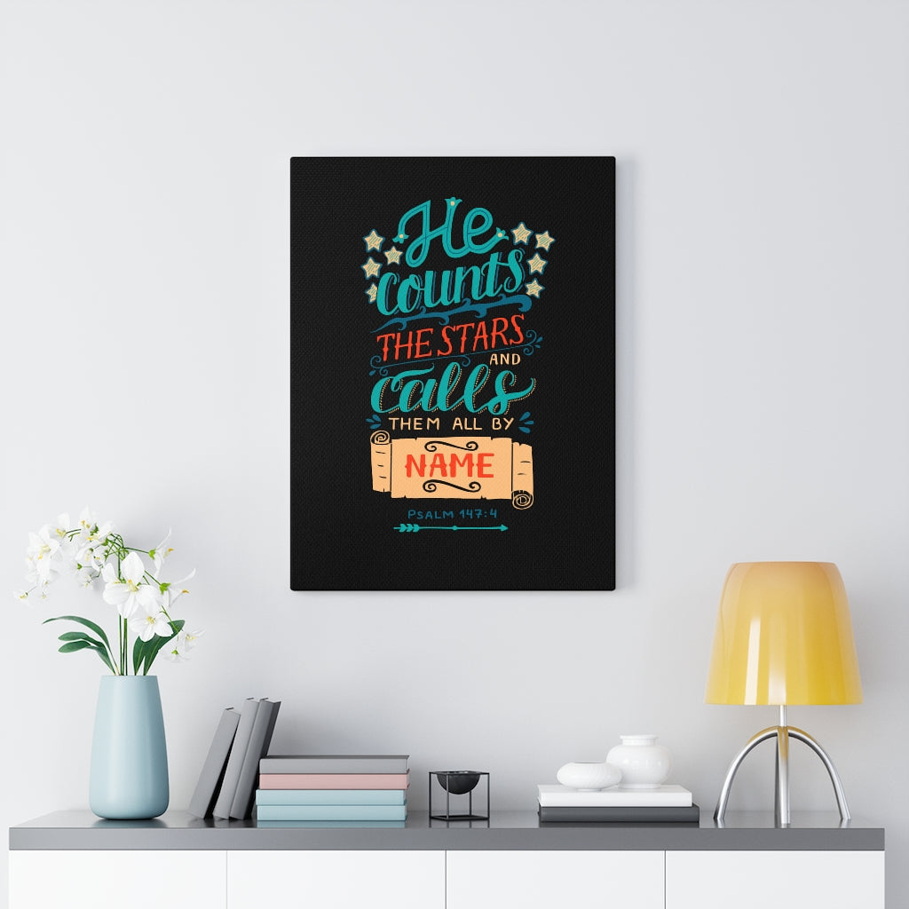 Scripture Walls He Counts The Stars Psalm 147:4 Bible Verse Canvas Christian Wall Art Ready to Hang Unframed-Express Your Love Gifts