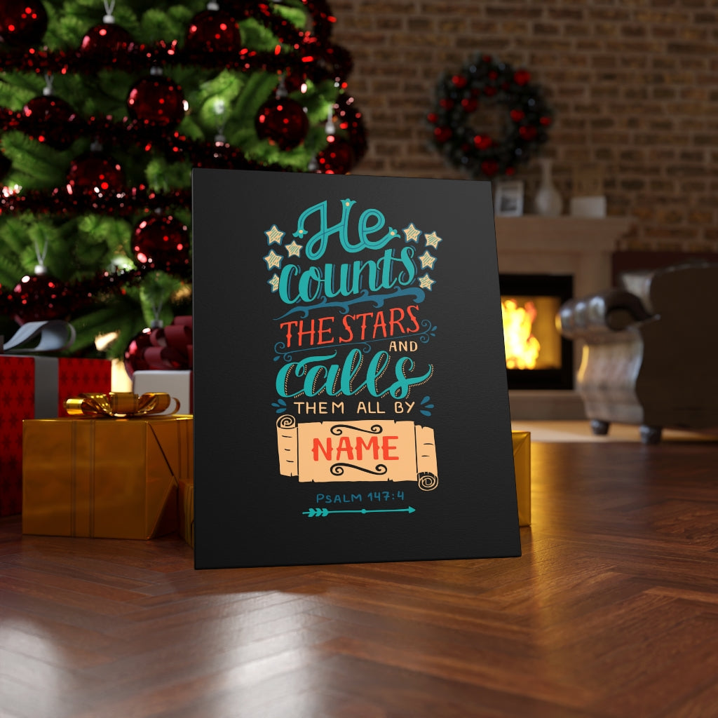 Scripture Walls He Counts The Stars Psalm 147:4 Bible Verse Canvas Christian Wall Art Ready to Hang Unframed-Express Your Love Gifts