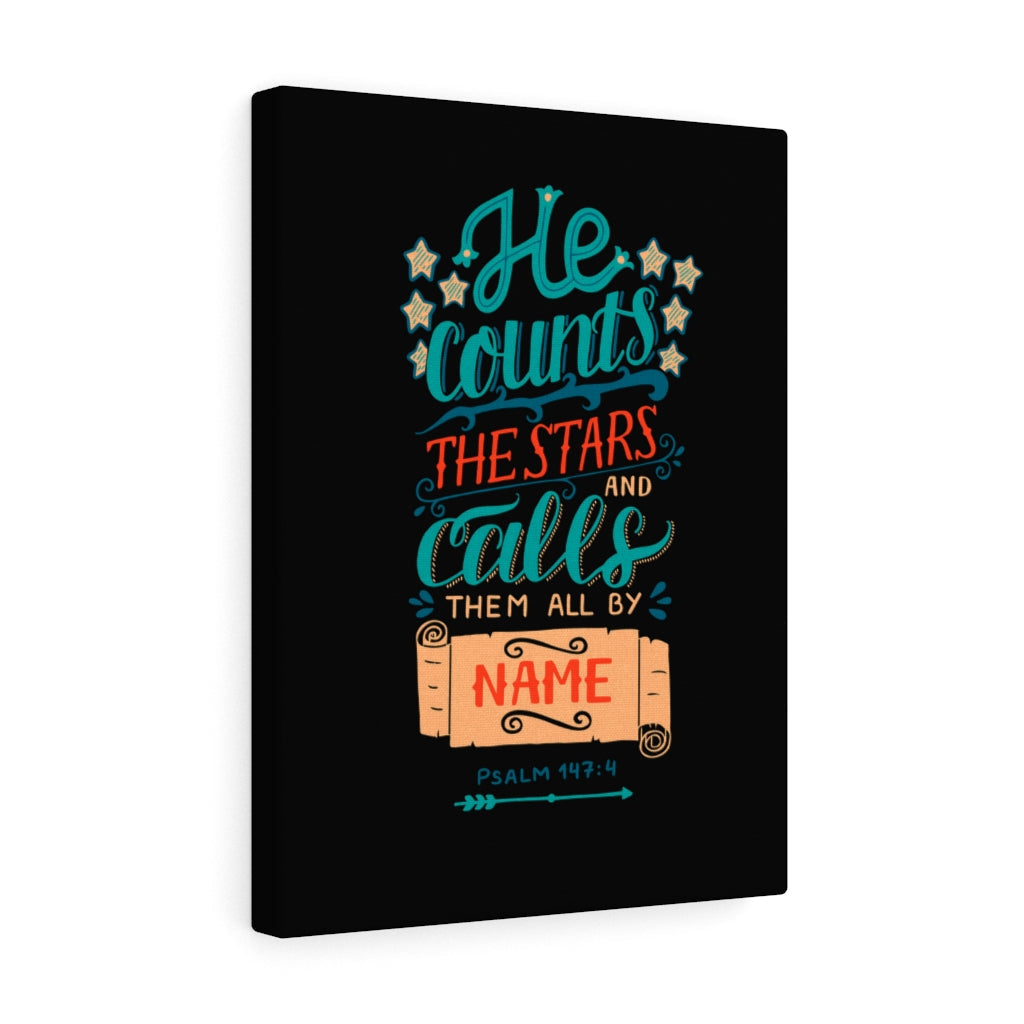 Scripture Walls He Counts The Stars Psalm 147:4 Bible Verse Canvas Christian Wall Art Ready to Hang Unframed-Express Your Love Gifts