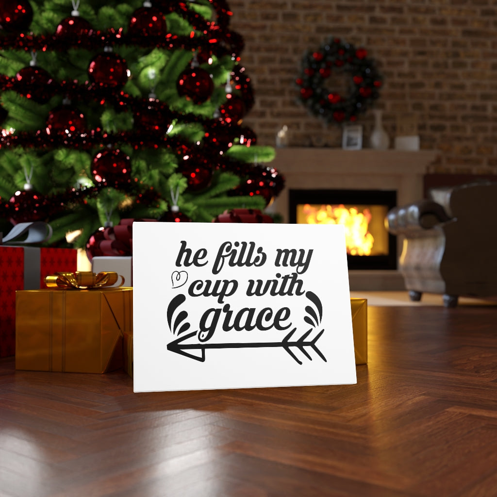 Scripture Walls He Fills My Cup With Grace Arrow Bible Verse Canvas Christian Wall Art Ready to Hang Unframed-Express Your Love Gifts