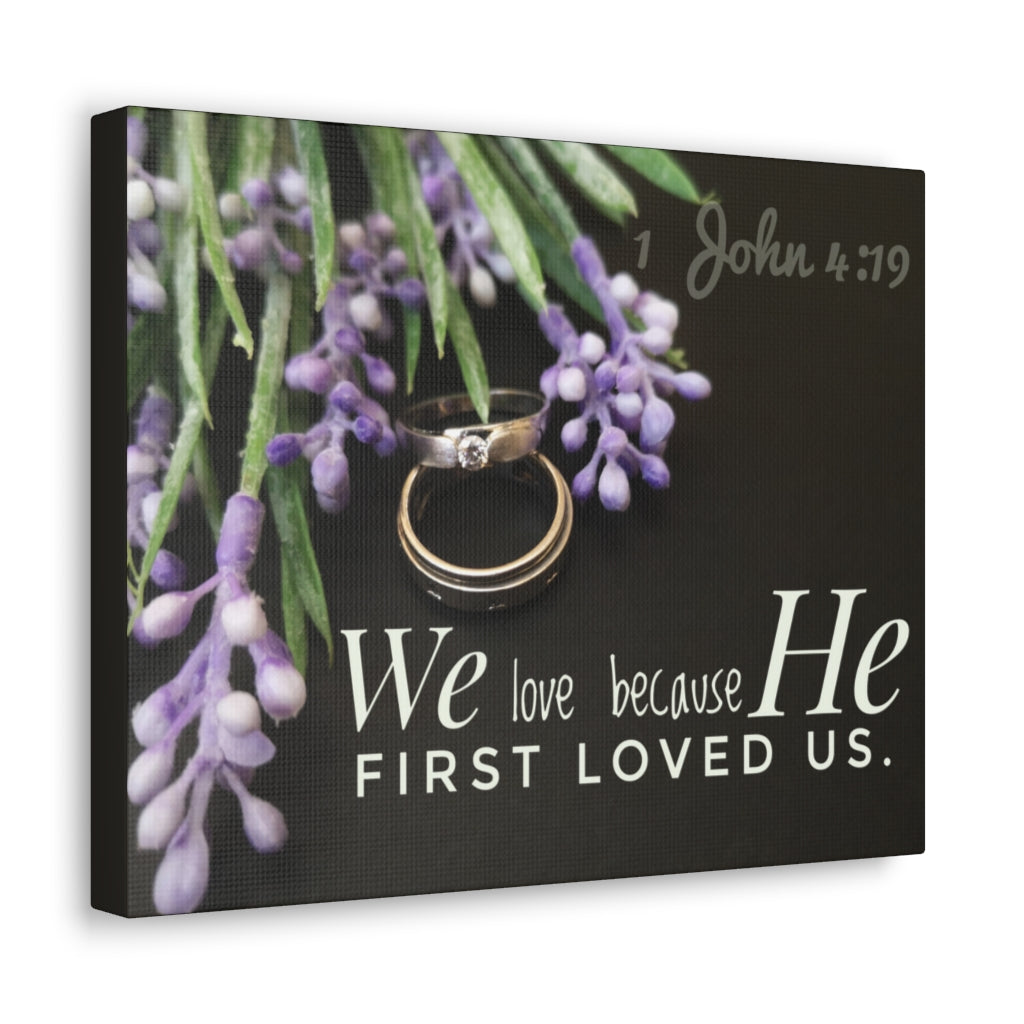 Scripture Walls He First Loved Us John 4:19 Bible Verse Canvas Christian Wall Art Ready to Hanga Unframed-Express Your Love Gifts