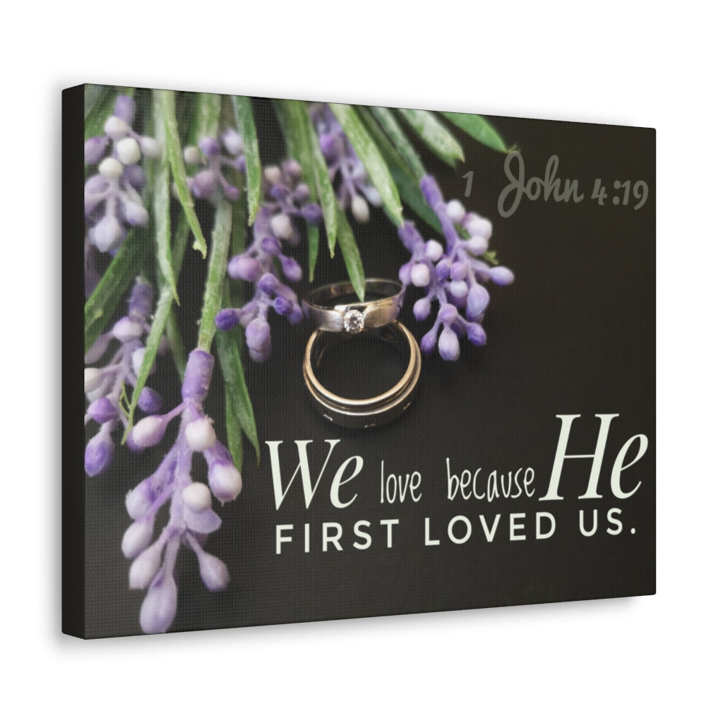 Scripture Walls He First Loved Us John 4:19 Bible Verse Canvas Christian Wall Art Ready to Hanga Unframed-Express Your Love Gifts