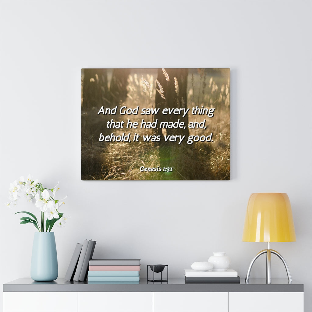 Scripture Walls He Had Made Genesis 1:31 Bible Verse Canvas Christian Wall Art Ready to Hang Unframed-Express Your Love Gifts