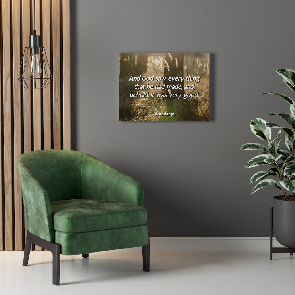 Scripture Walls He Had Made Genesis 1:31 Bible Verse Canvas Christian Wall Art Ready to Hang Unframed-Express Your Love Gifts