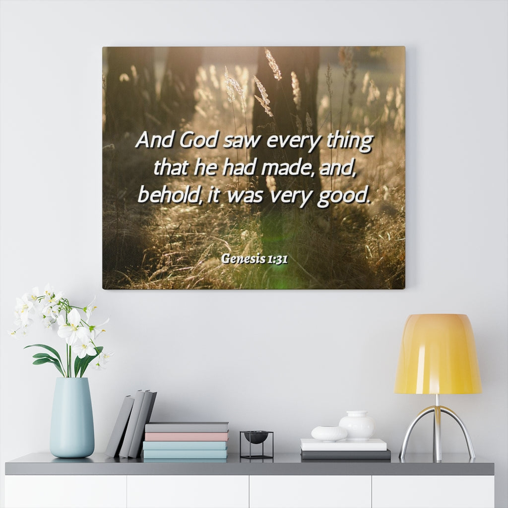Scripture Walls He Had Made Genesis 1:31 Bible Verse Canvas Christian Wall Art Ready to Hang Unframed-Express Your Love Gifts