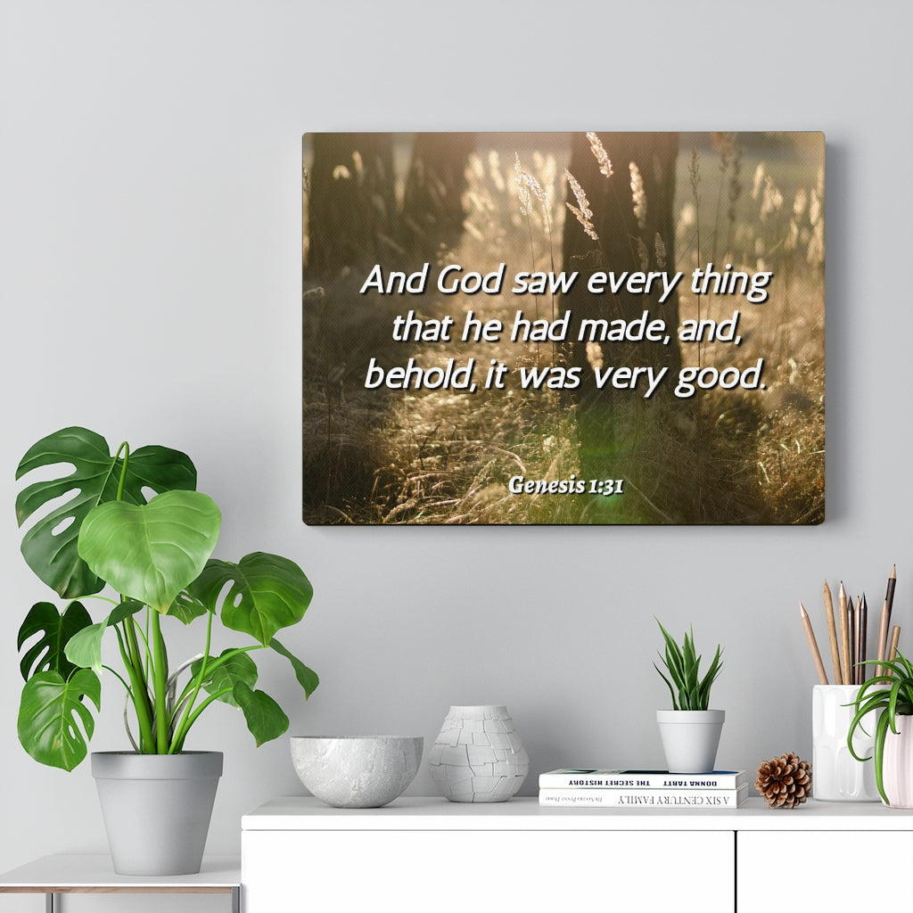 Scripture Walls He Had Made Genesis 1:31 Bible Verse Canvas Christian Wall Art Ready to Hang Unframed-Express Your Love Gifts