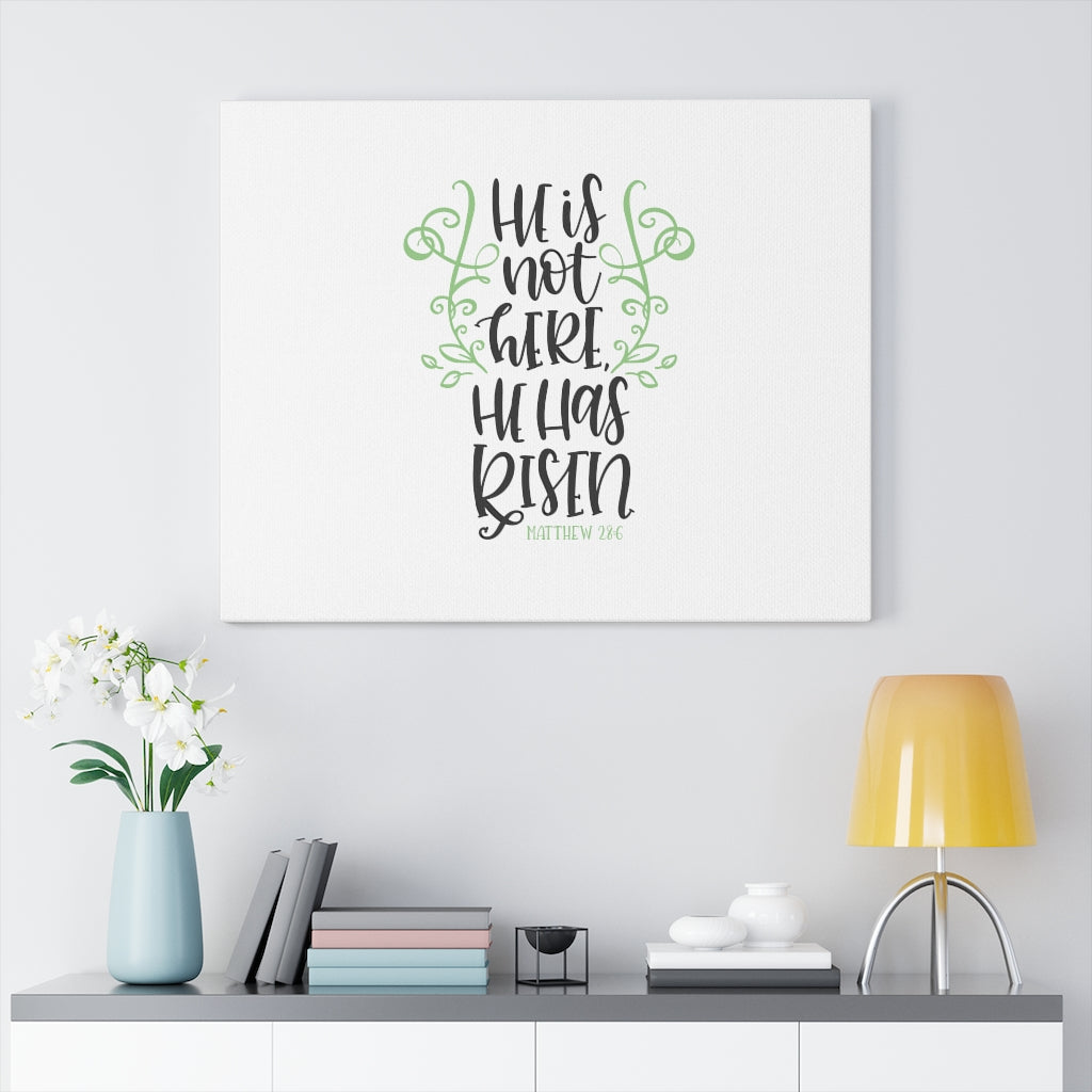 Scripture Walls He Has Risen Leaves Matthew 28:6 Bible Verse Canvas Christian Wall Art Ready to Hang Unframed-Express Your Love Gifts