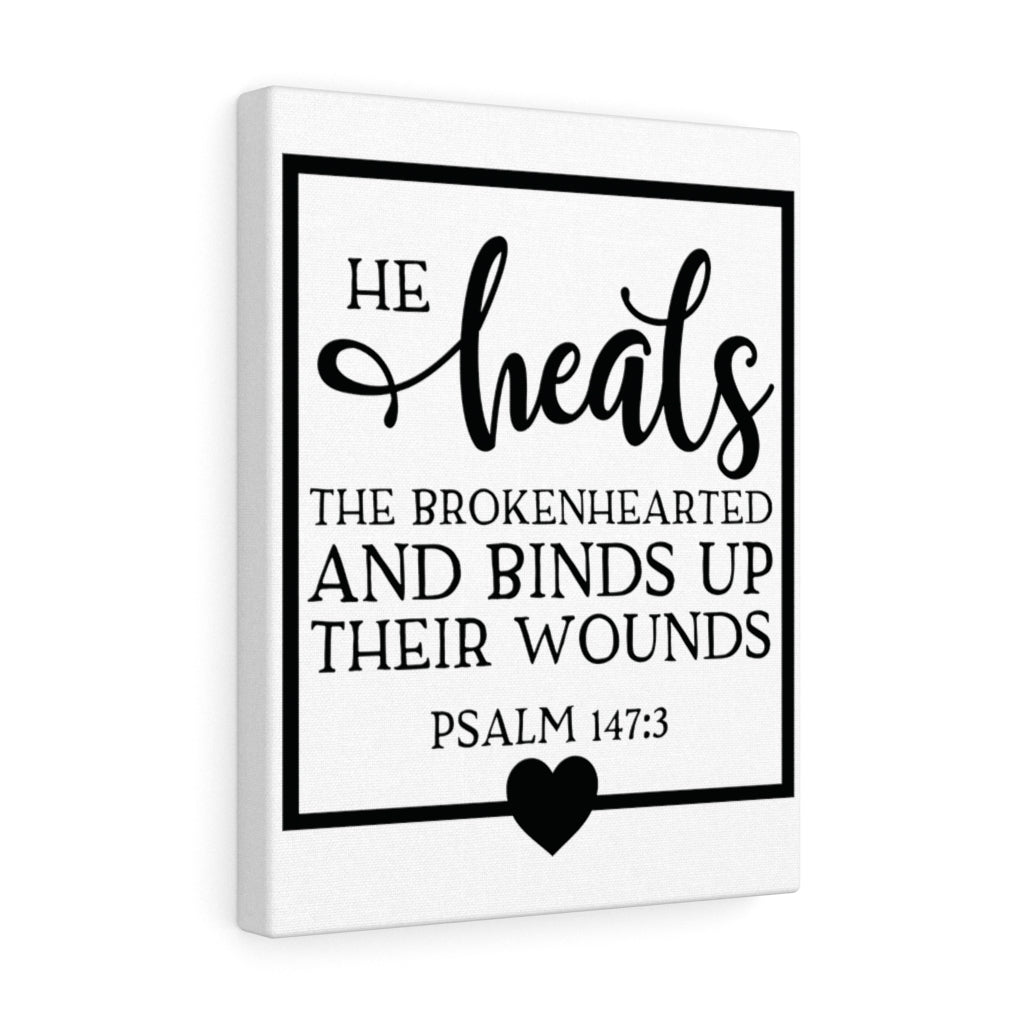 Scripture Walls He Heals Psalm 147:3 Bible Verse Canvas Christian Wall Art Ready to Hang Unframed-Express Your Love Gifts
