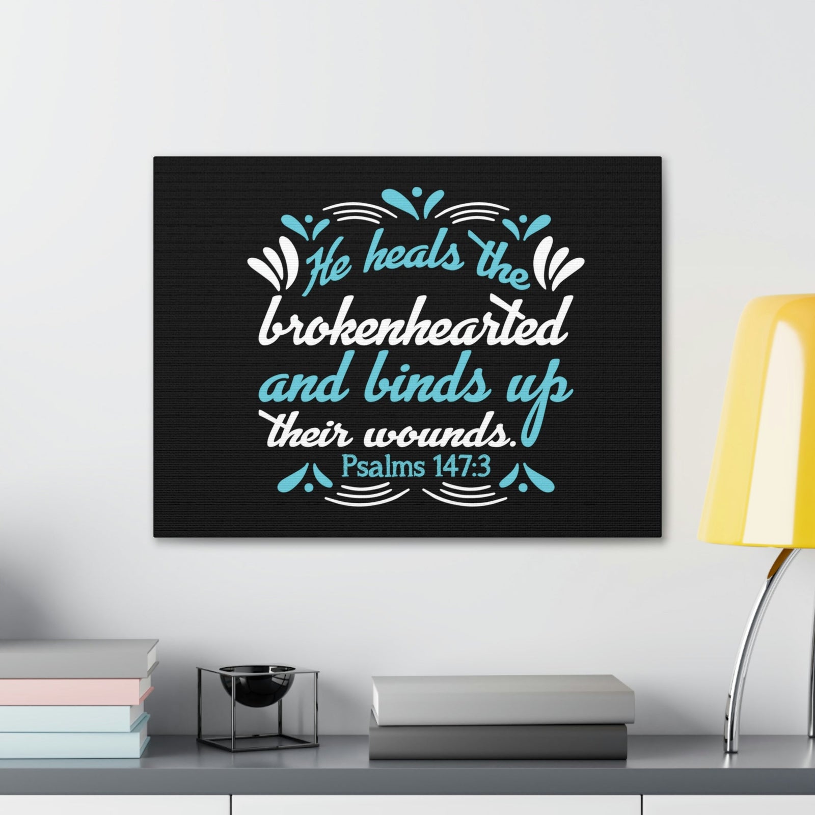 Scripture Walls He Heals Psalms 147:3 Christian Wall Art Bible Verse Print Ready to Hang Unframed-Express Your Love Gifts