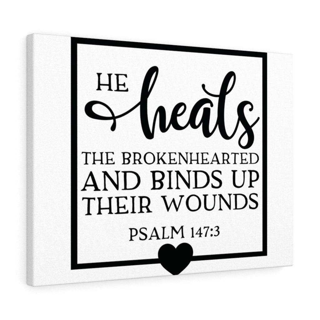 Scripture Walls He Heals The Brokenhearted Psalm 147:3 Bible Verse Canvas Christian Wall Art Ready to Hang Unframed-Express Your Love Gifts