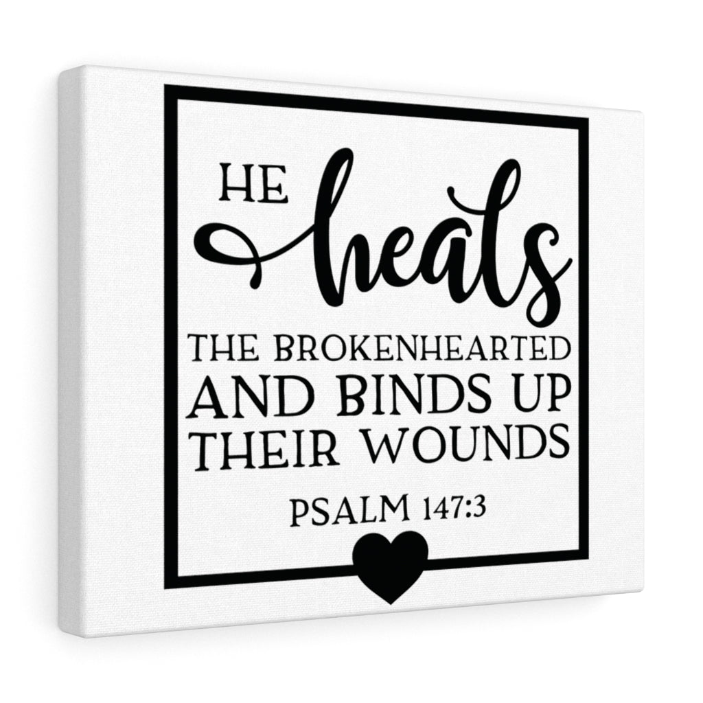 Scripture Walls He Heals The Brokenhearted Psalm 147:3 Bible Verse Canvas Christian Wall Art Ready to Hang Unframed-Express Your Love Gifts