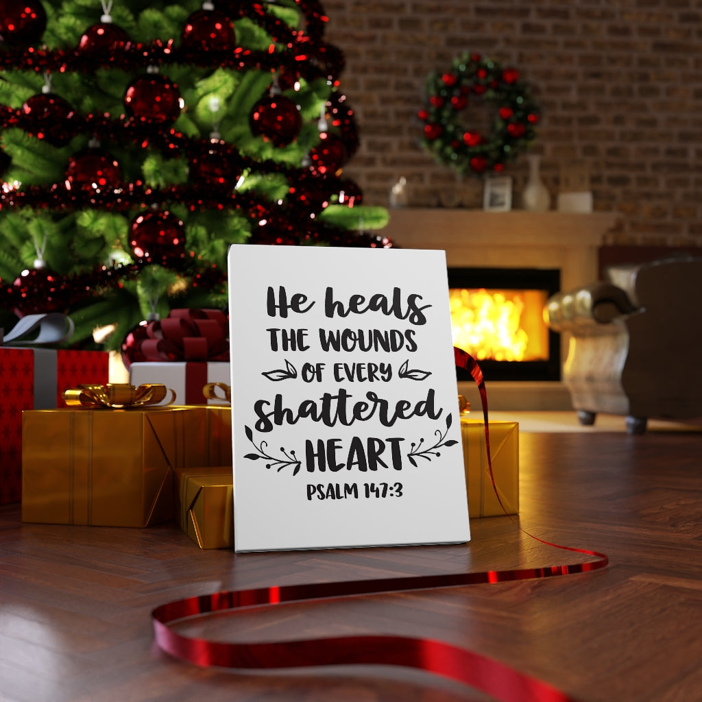 Scripture Walls He Heals The Wounds Psalm 147:3 Bible Verse Canvas Christian Wall Art Ready to Hang Unframed-Express Your Love Gifts