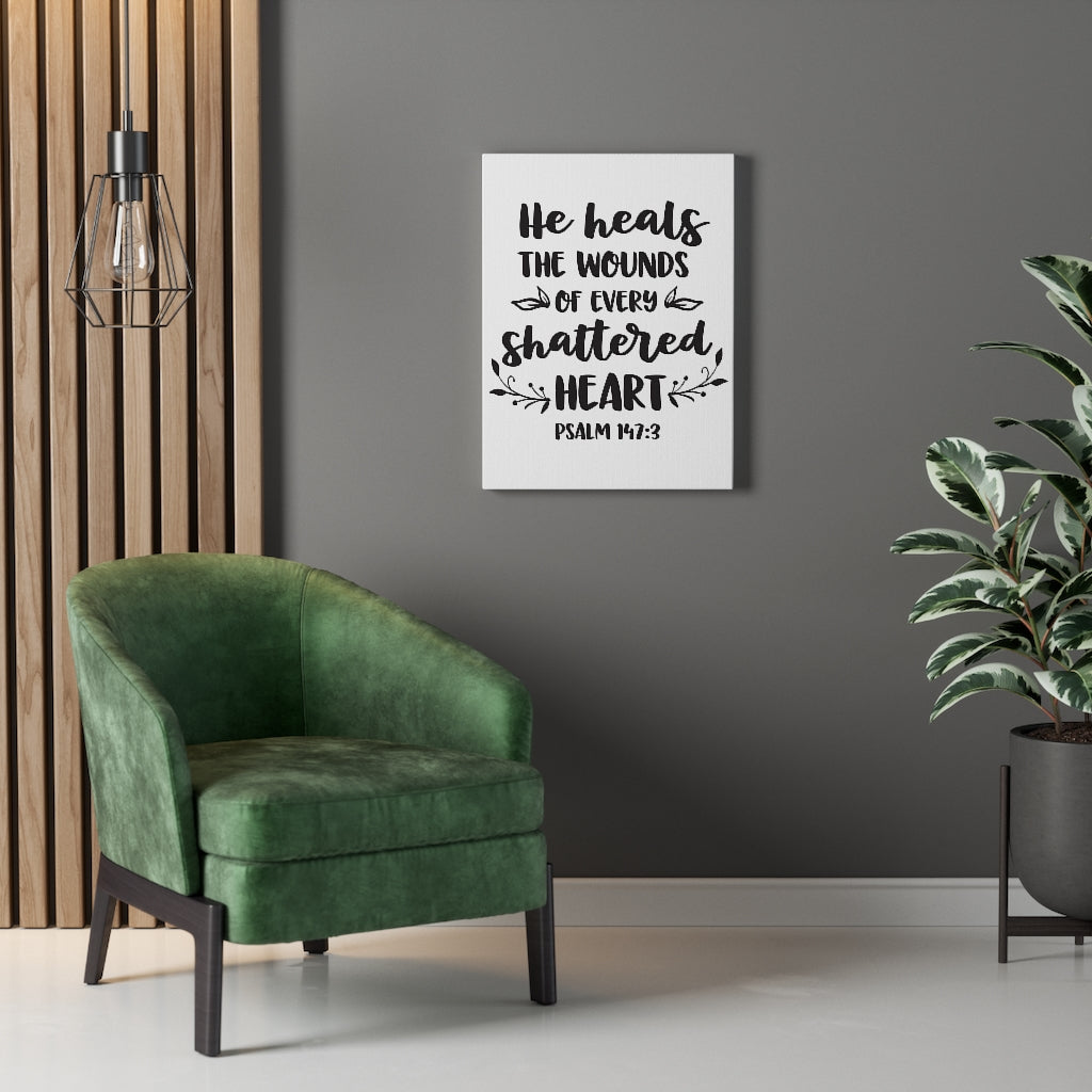 Scripture Walls He Heals The Wounds Psalm 147:3 Bible Verse Canvas Christian Wall Art Ready to Hang Unframed-Express Your Love Gifts