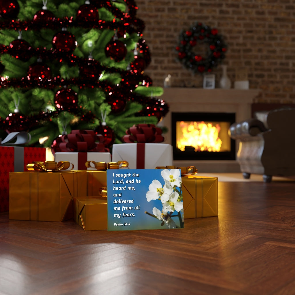 Scripture Walls He Heard Me Psalm 34:4 Bible Verse Canvas Christian Wall Art Ready to Hang Unframed-Express Your Love Gifts