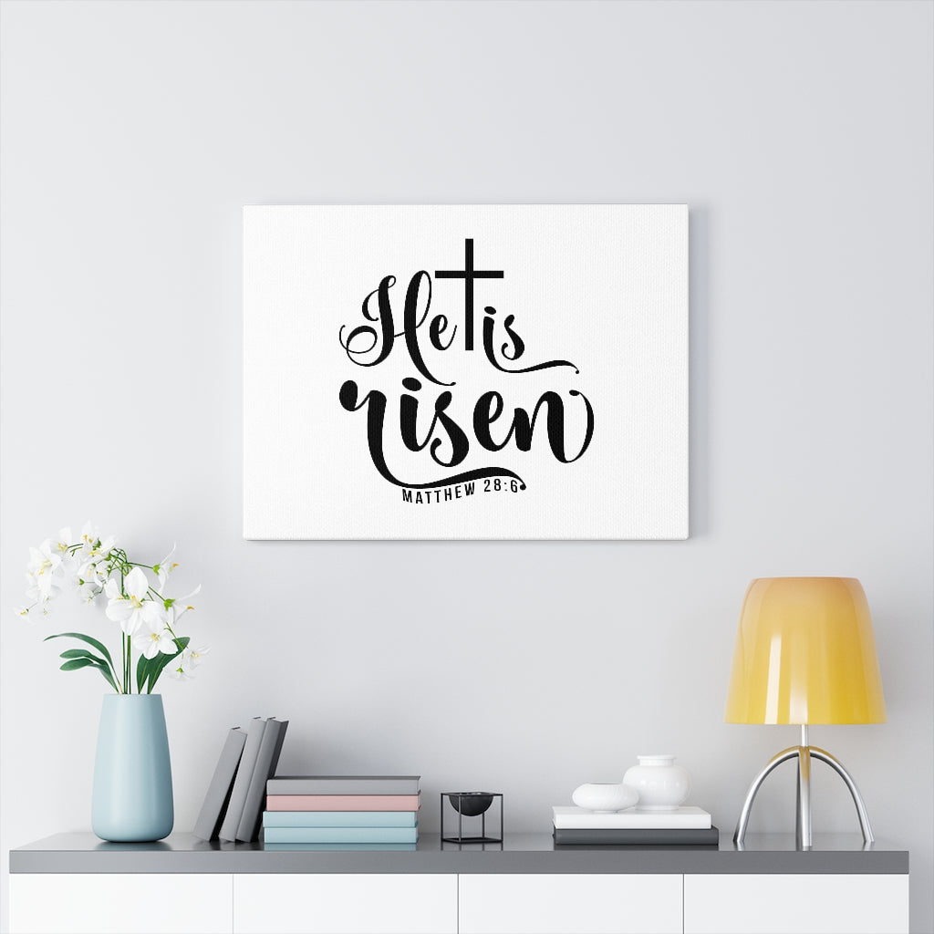 Scripture Walls He Is Risen Cross Matthew 28:6 Bible Verse Canvas Christian Wall Art Ready to Hang Unframed-Express Your Love Gifts