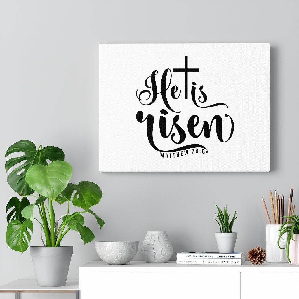 Scripture Walls He Is Risen Cross Matthew 28:6 Bible Verse Canvas Christian Wall Art Ready to Hang Unframed-Express Your Love Gifts