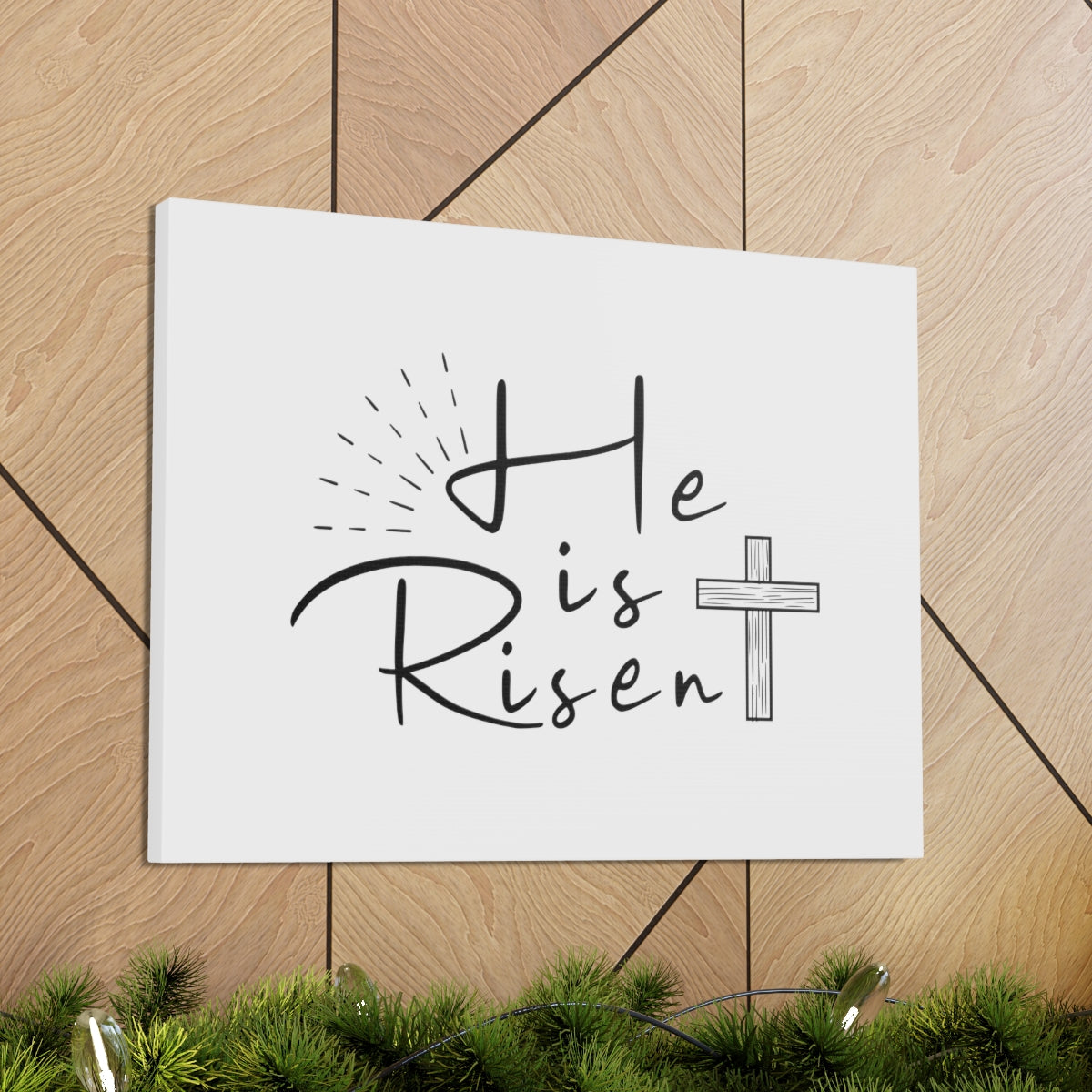Scripture Walls He Is Risen Cross Matthew 28:6 Christian Wall Art Bible Verse Print Ready to Hang Unframed-Express Your Love Gifts