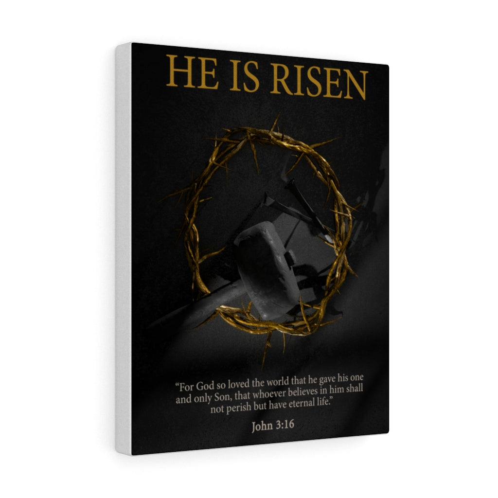 Scripture Walls He Is Risen John 3:16 Bible Verse Canvas Christian Wall Art Ready to Hang Unframed-Express Your Love Gifts