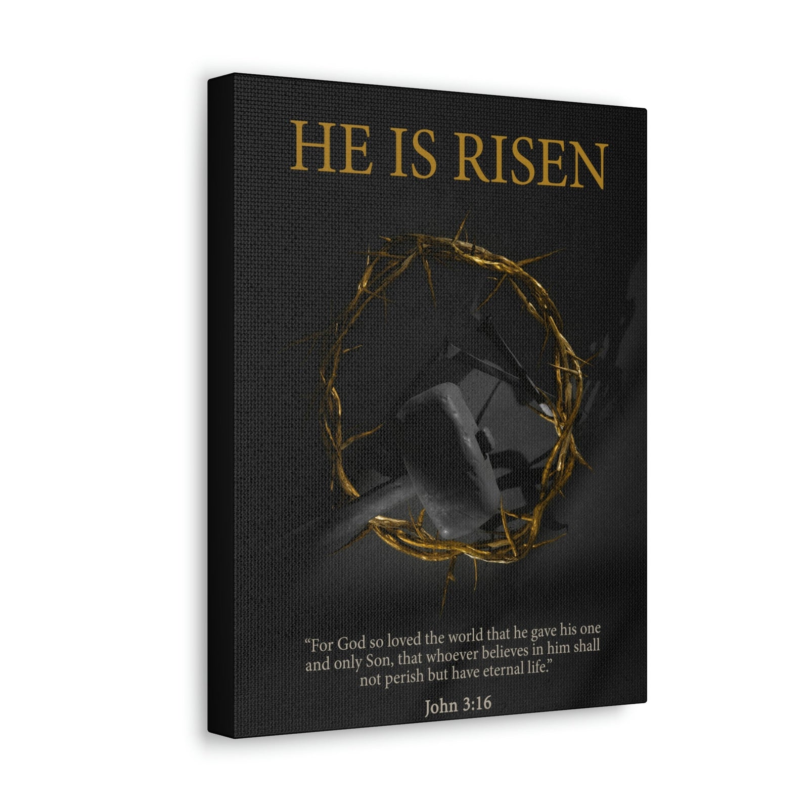 Scripture Walls He Is Risen John 3:16 Bible Verse Canvas Christian Wall Art Ready to Hang Unframed-Express Your Love Gifts