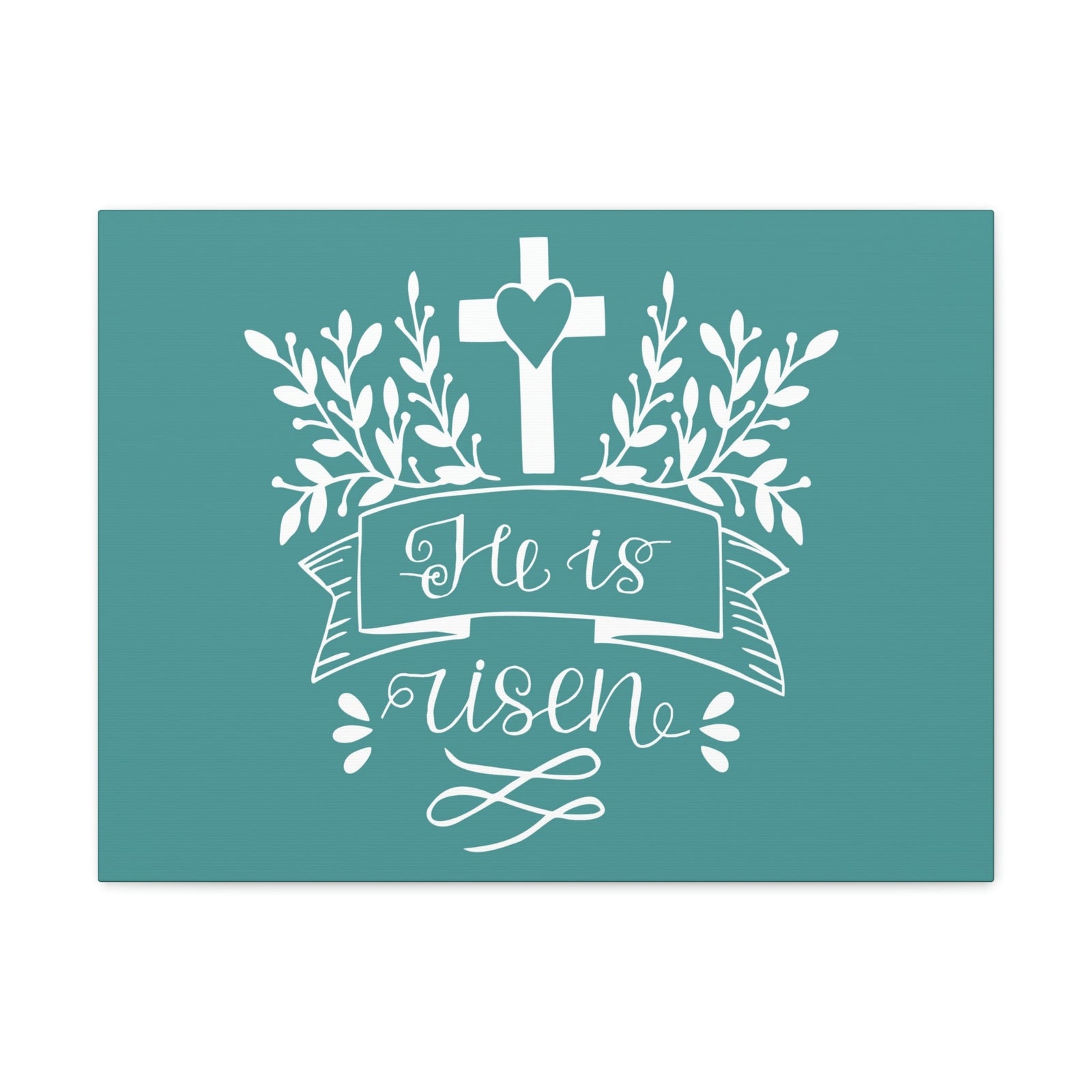 Scripture Walls He Is Risen Matthew 28:6 Teal Branches Christian Wall Art Bible Verse Print Ready to Hang Unframed-Express Your Love Gifts