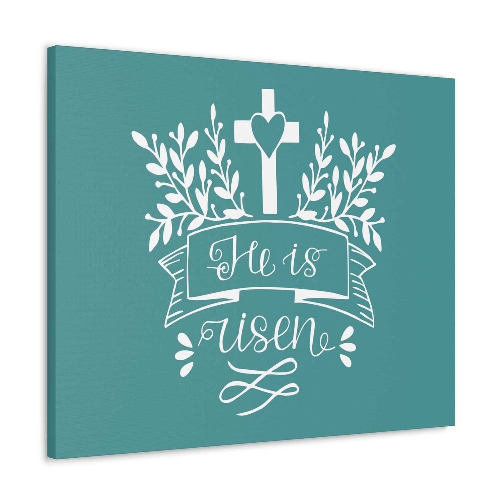 Scripture Walls He Is Risen Matthew 28:6 Teal Branches Christian Wall Art Bible Verse Print Ready to Hang Unframed-Express Your Love Gifts