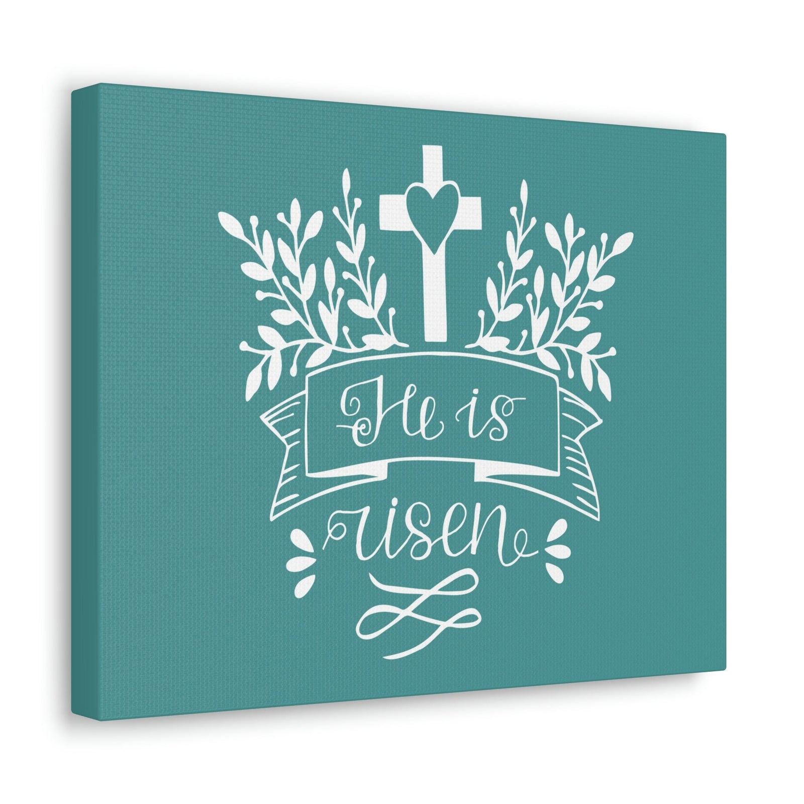 Scripture Walls He Is Risen Matthew 28:6 Teal Branches Christian Wall Art Bible Verse Print Ready to Hang Unframed-Express Your Love Gifts