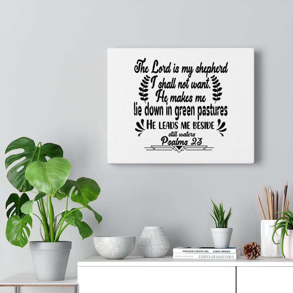 Scripture Walls He Leads Me Psalm 23 Bible Verse Canvas Christian Wall Art Ready to Hang Unframed-Express Your Love Gifts