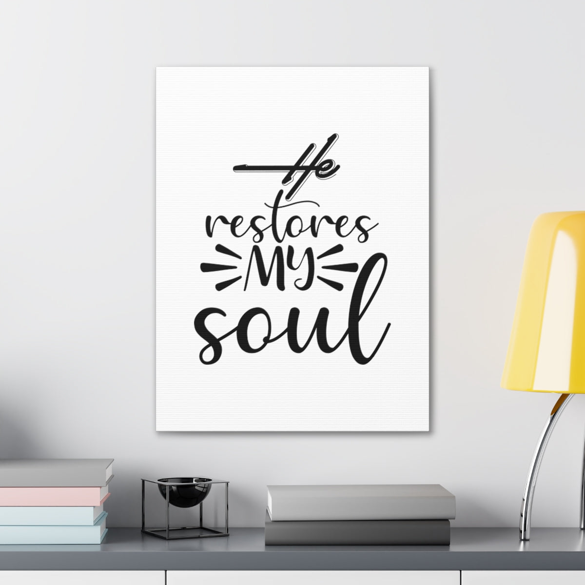 Scripture Walls He Restores My Soul Psalm 23:3 Christian Wall Art Bible Verse Print Ready to Hang Unframed-Express Your Love Gifts