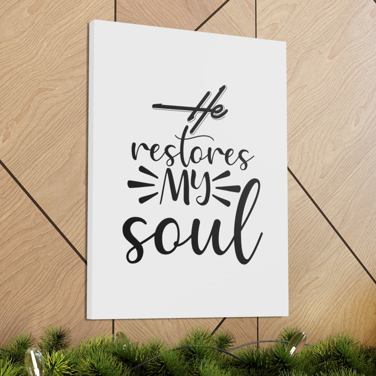 Scripture Walls He Restores My Soul Psalm 23:3 Christian Wall Art Bible Verse Print Ready to Hang Unframed-Express Your Love Gifts