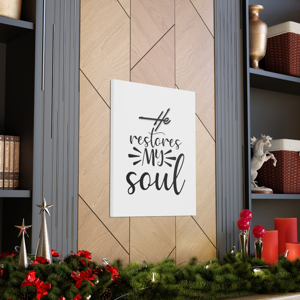 Scripture Walls He Restores My Soul Psalm 23:3 Christian Wall Art Bible Verse Print Ready to Hang Unframed-Express Your Love Gifts