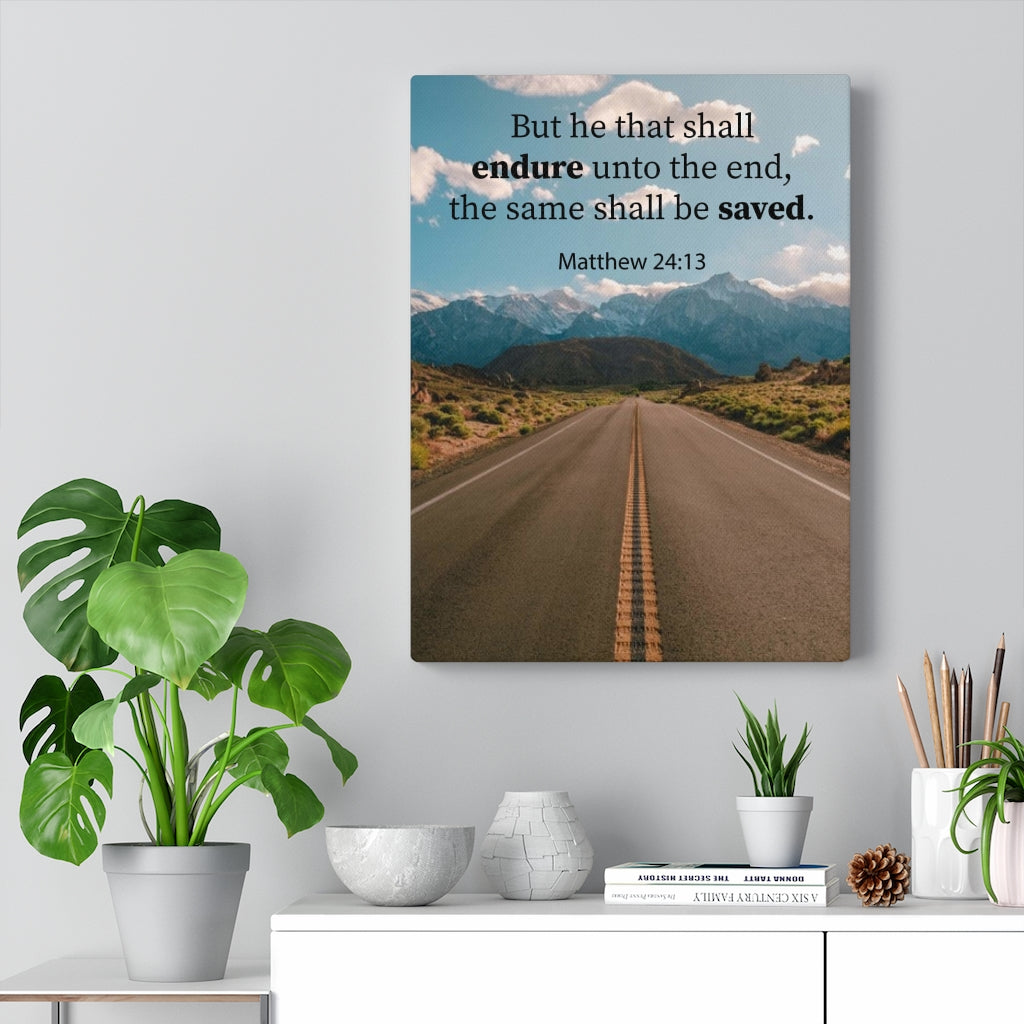 Scripture Walls He Shall Be Saved Matthew 24:13 Christian Home Decor Bible Art Unframed-Express Your Love Gifts