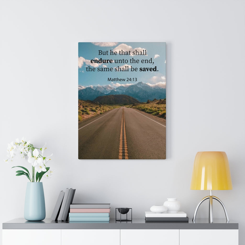 Scripture Walls He Shall Be Saved Matthew 24:13 Christian Home Decor Bible Art Unframed-Express Your Love Gifts