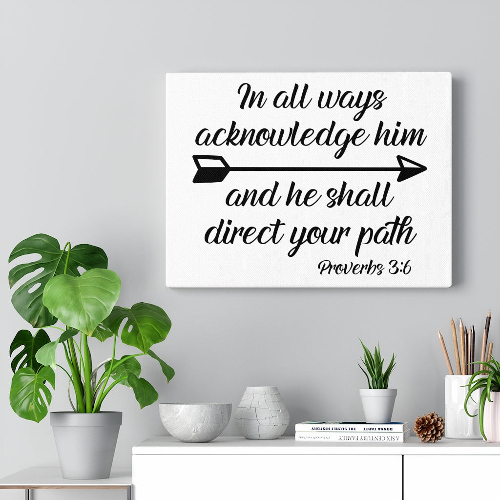 Scripture Walls He Shall Direct Your Path Proverbs 3:6 Bible Verse Canvas Christian Wall Art Ready to Hang Unframed-Express Your Love Gifts